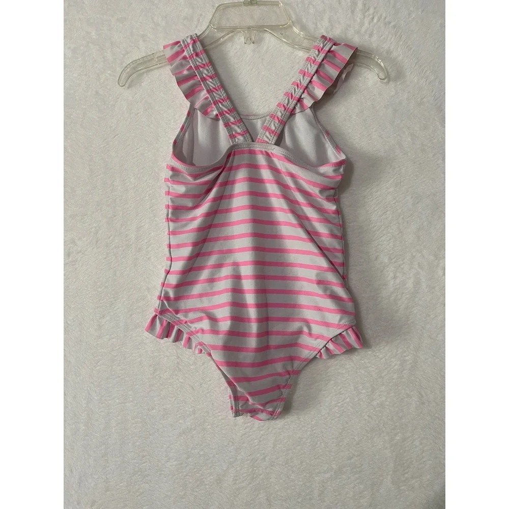 Tommy Bahama Girls White Sequin Rainbow Ruffle One Piece Swimsuit Size 7
